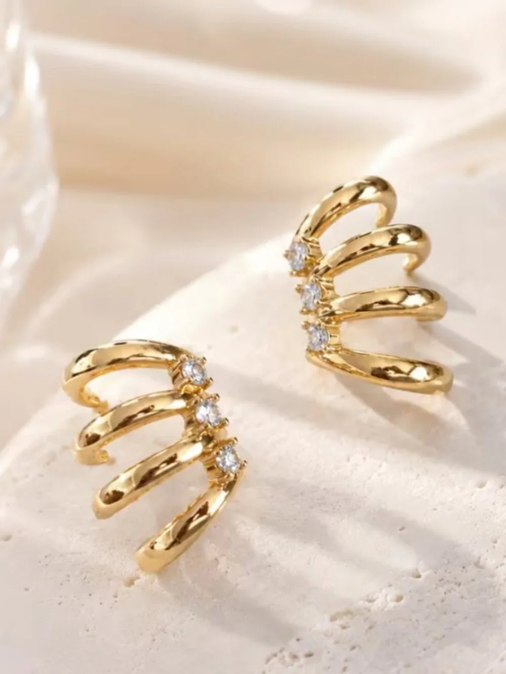 14K Gold Womens 4 Row 1ct Diamond Claw Style Earrings Ladies 14 K Silver Jewelry